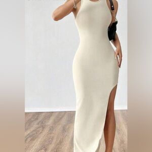 Elegant Cream Sleeveless Dress